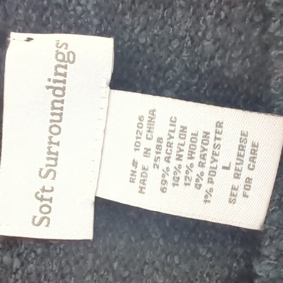 Soft Surroundings Sweater Womens Large Wool Blend Crochet Patchwork Black Multi - Picture 5 of 7